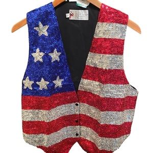 Vintage Americana flag vest